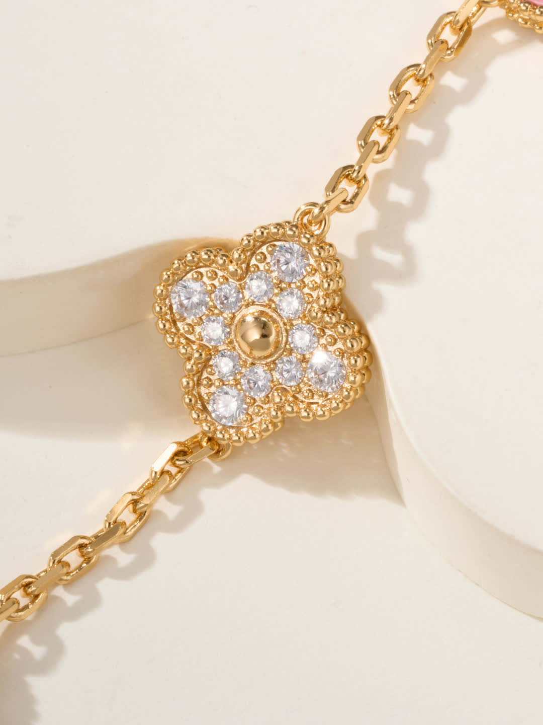 Van Cleef & Arpels Alhambra Pink Enamel Bracelet
